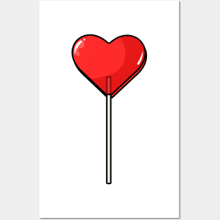 red heart shaped lollipop Posters and Art